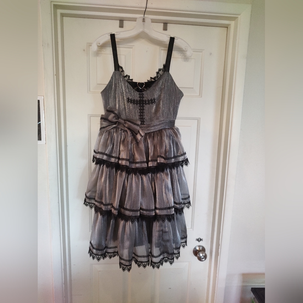 Source Unknown Black and Gray Mini Dress